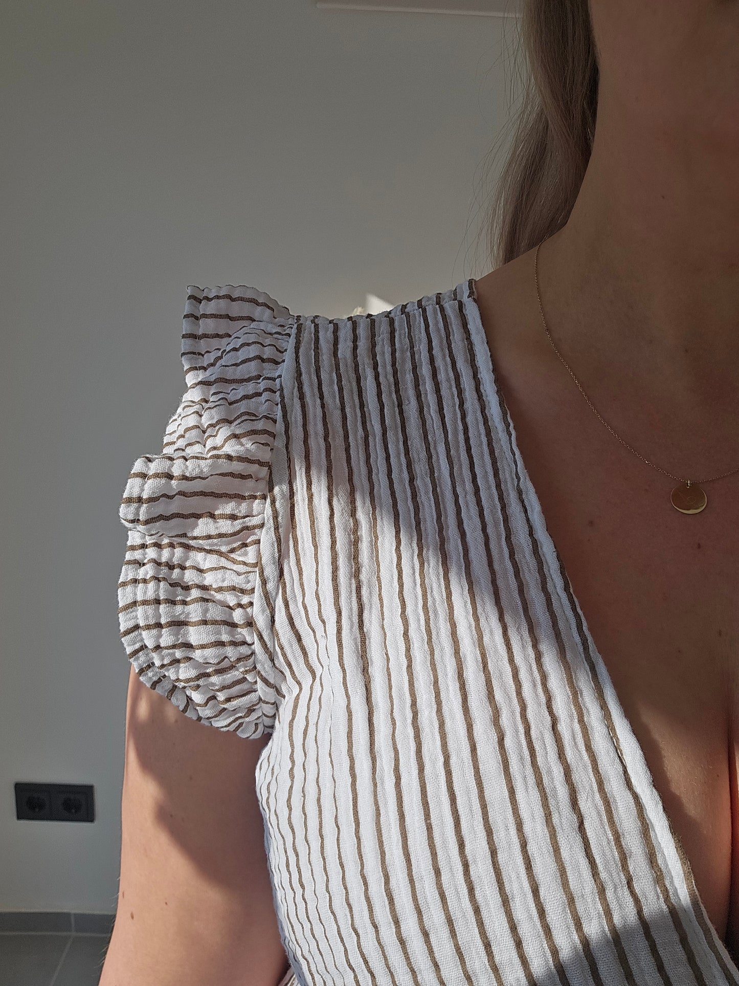 Kleid Leni taupe gestreift