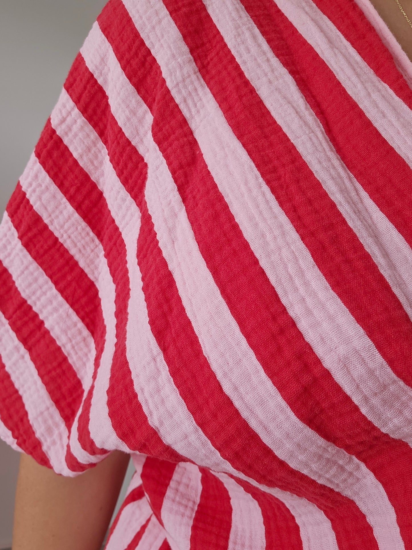 Langes Wickelkleid rosa-rot