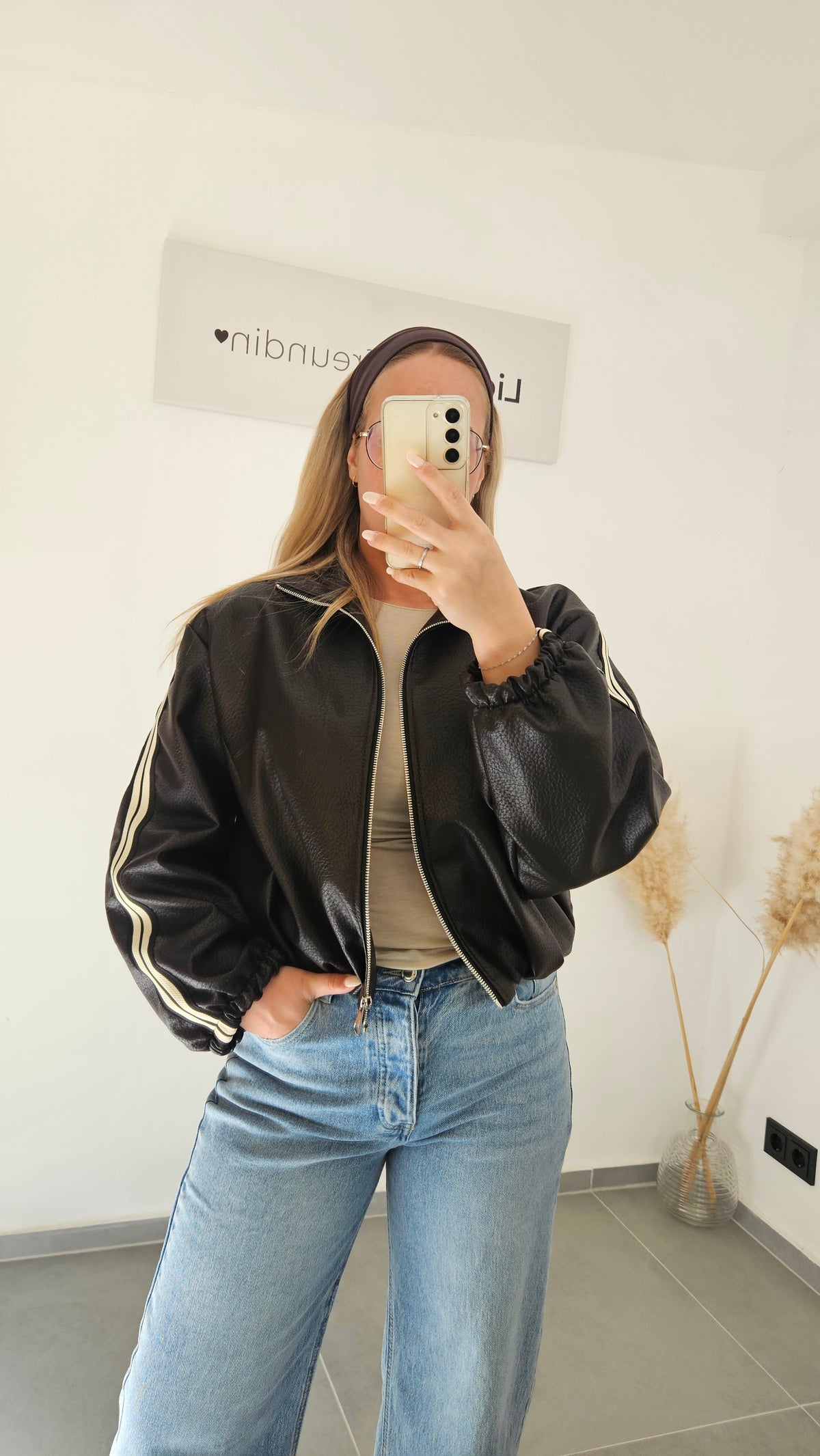 Kunstlederjacke dunkelbraun