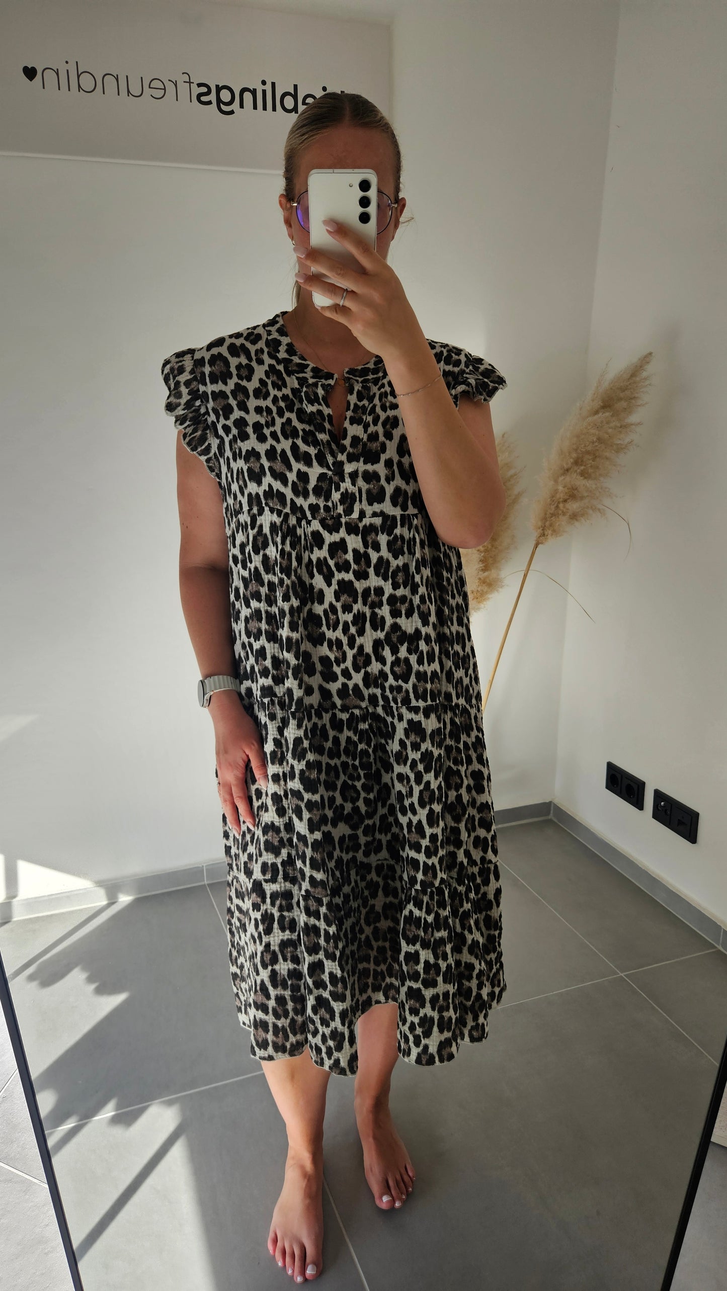 Musselin Leo Midi-Kleid
