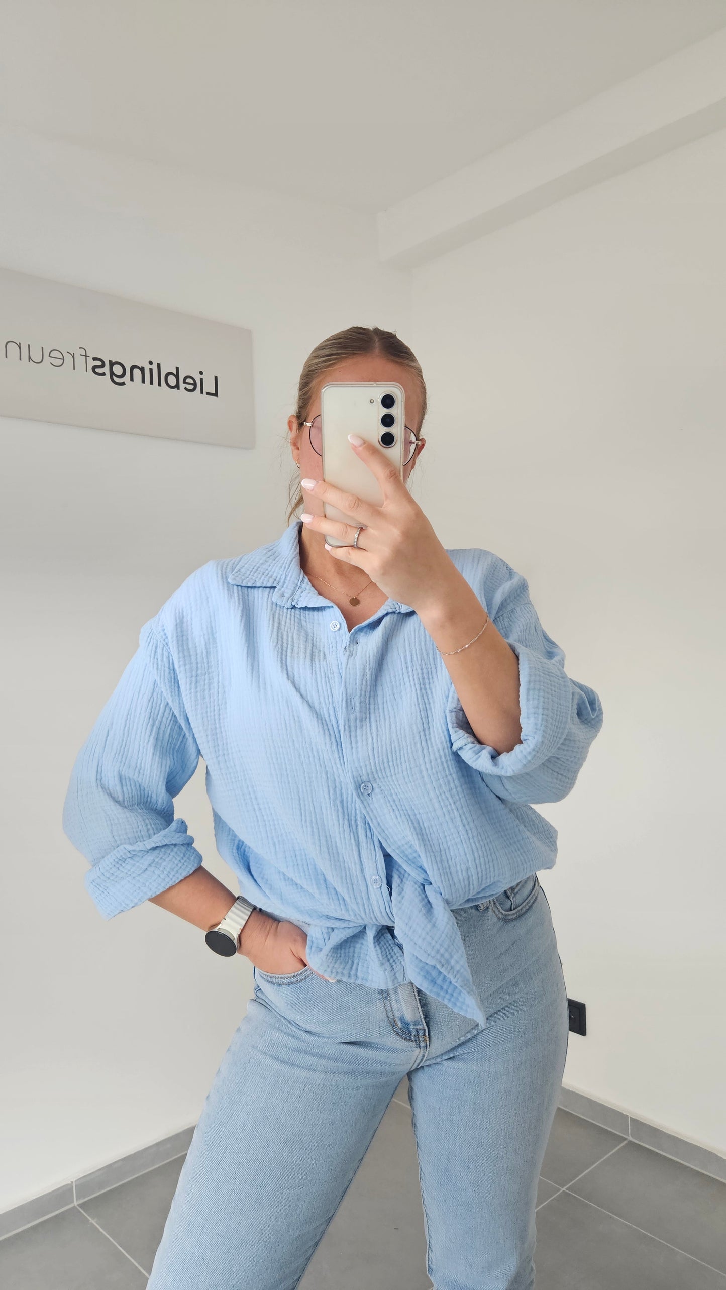 Musselinbluse Mara blau
