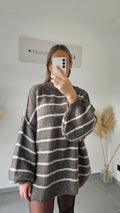 Streifenpullover Merle Taupe/creme