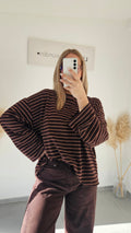 Streifenpullover Lucia braun