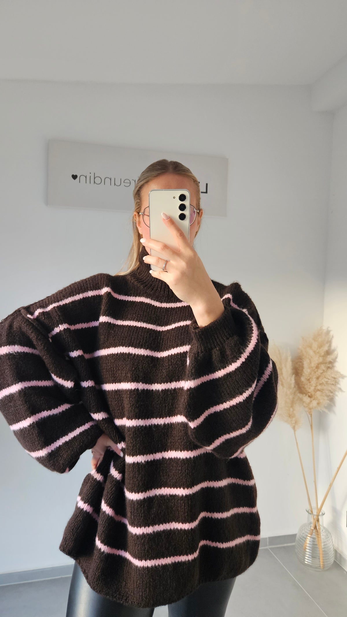 Streifenpullover Merle braun/rosa