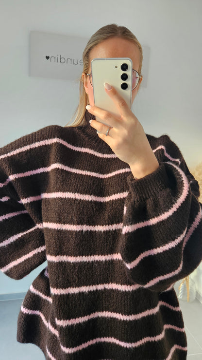 Streifenpullover Merle braun/rosa