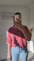 Strickshirt Alva - rosa/rot gestreift