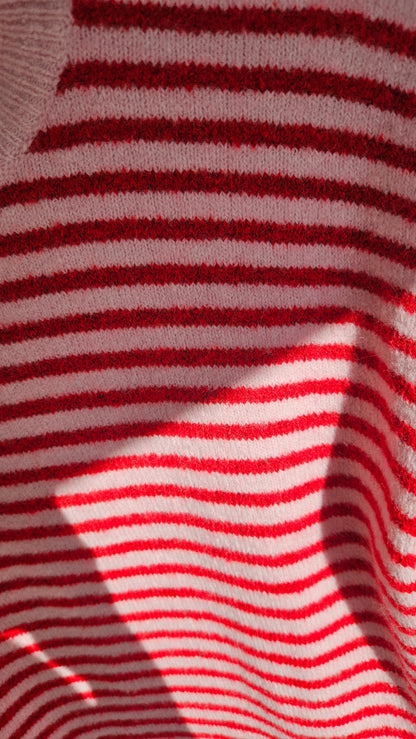 Strickshirt Alva - rosa/rot gestreift
