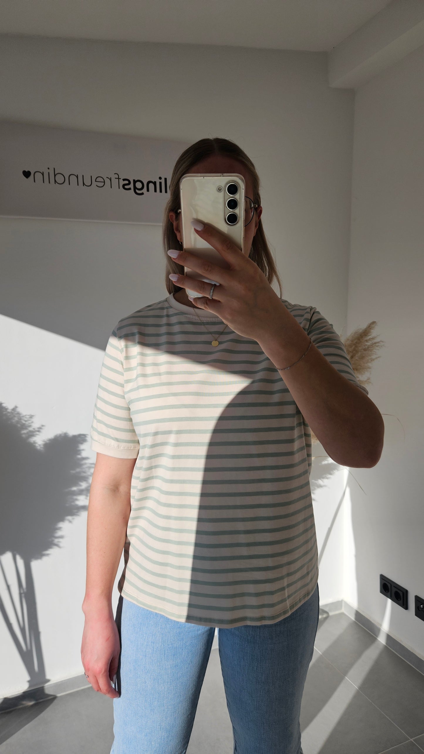 T-Shirt Samira hellgrün gestreift