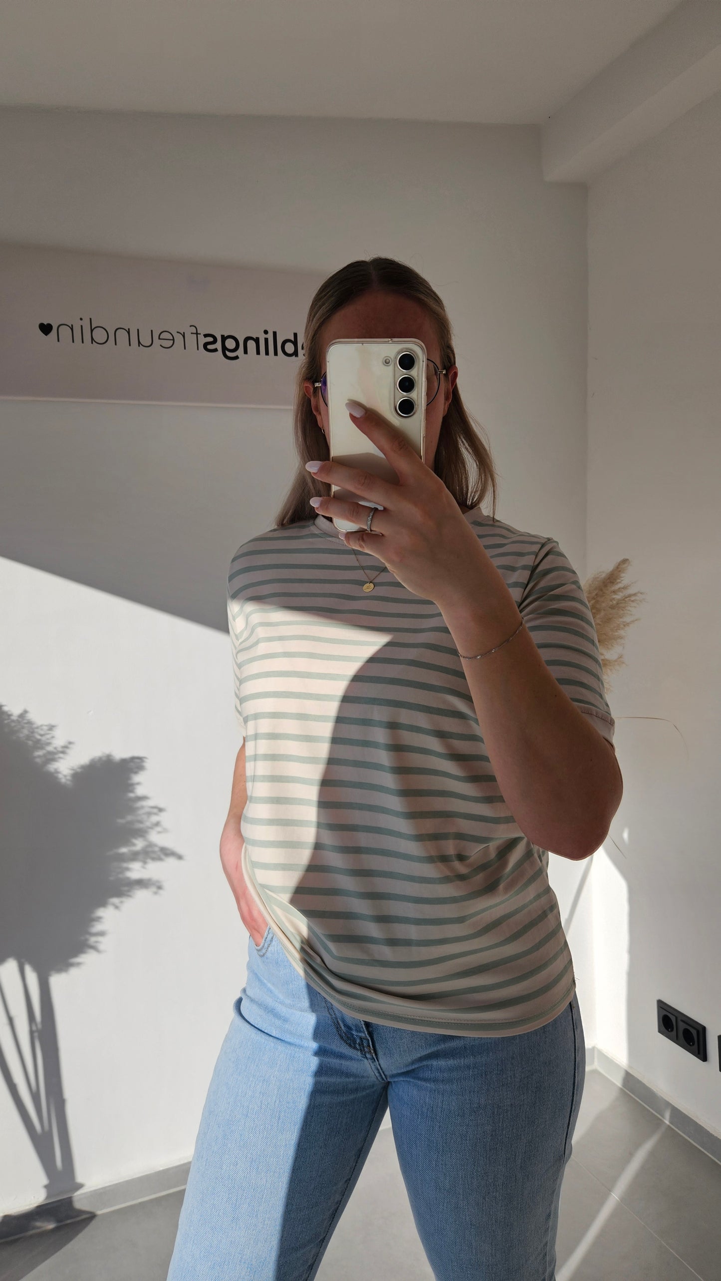 T-Shirt Samira hellgrün gestreift