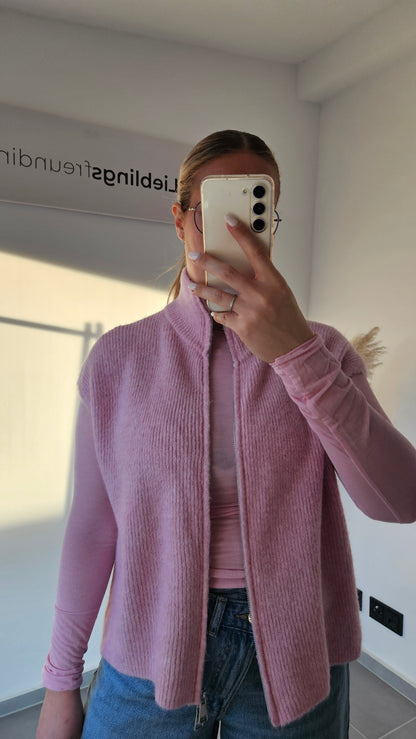 Strickweste Solea mit Zipper rosa