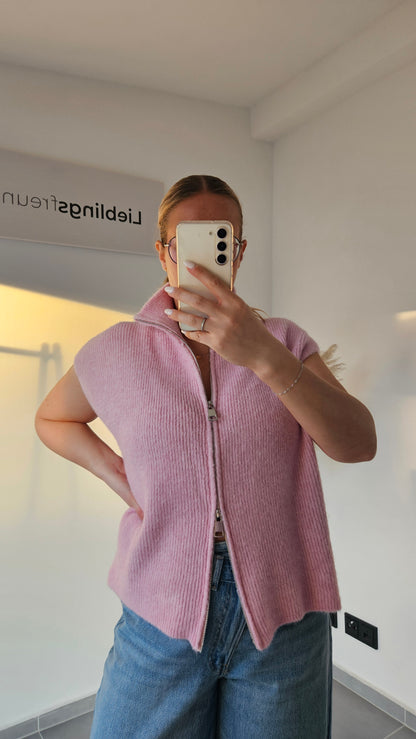 Strickweste Solea mit Zipper rosa