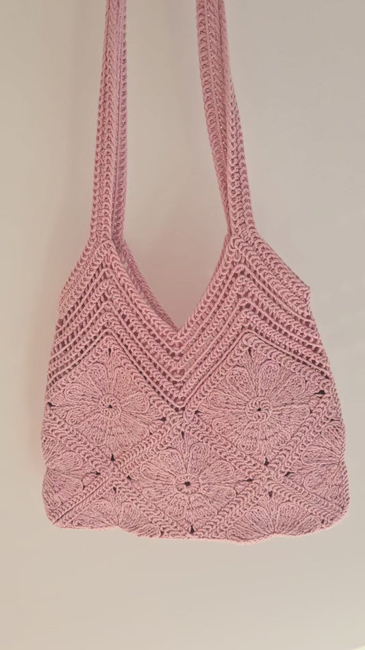 Häkeltasche Boho Rosa