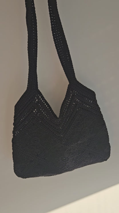 Häkeltasche Boho schwarz
