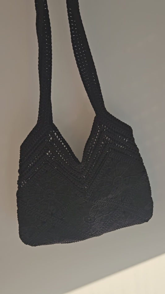 Häkeltasche Boho schwarz