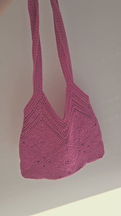 Häkeltasche Boho pink