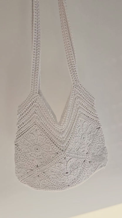 Häkeltasche Boho weiß