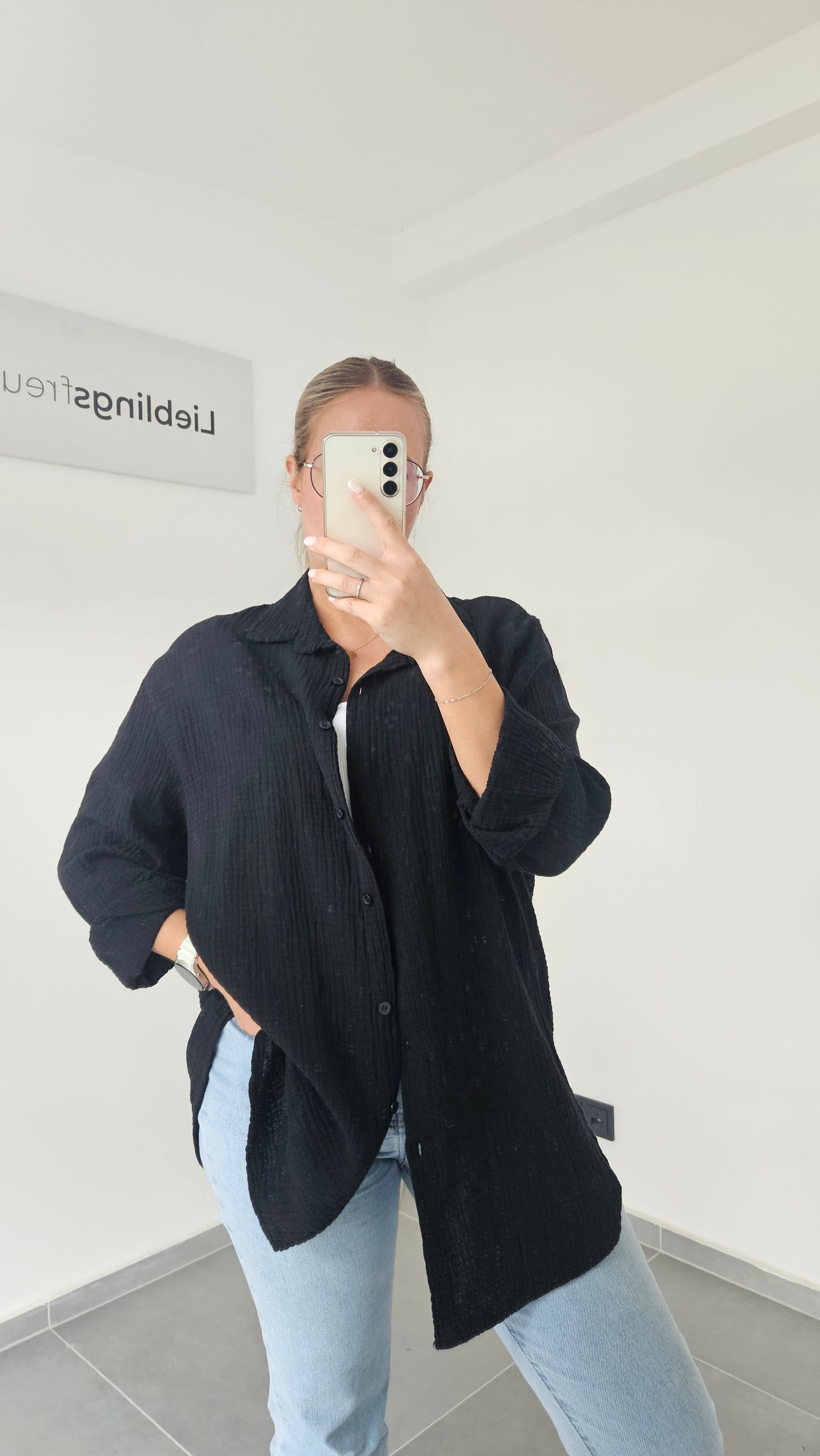 Musselinbluse Mara schwarz
