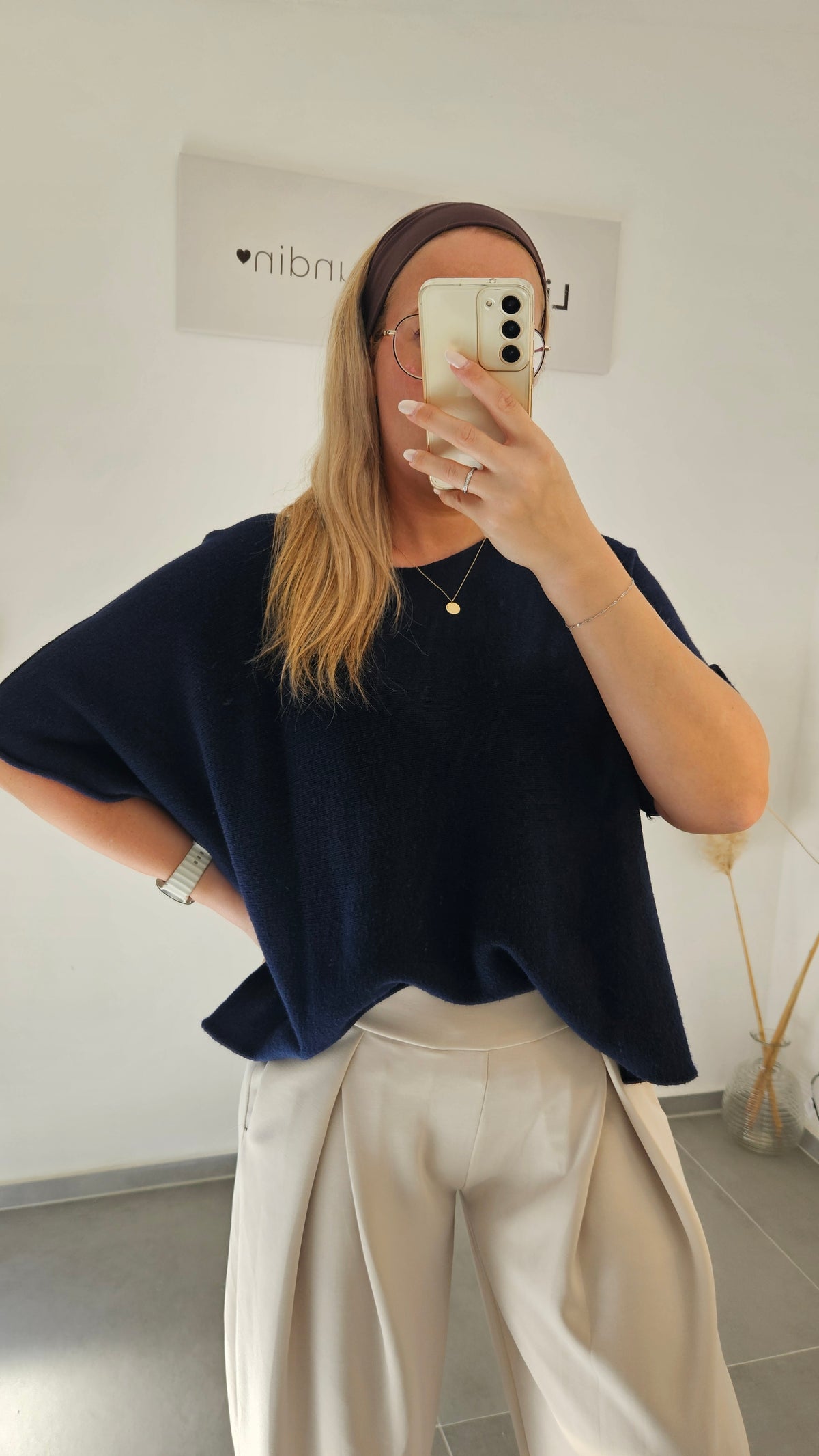 Kurzarm-Pullover Leni dunkelblau