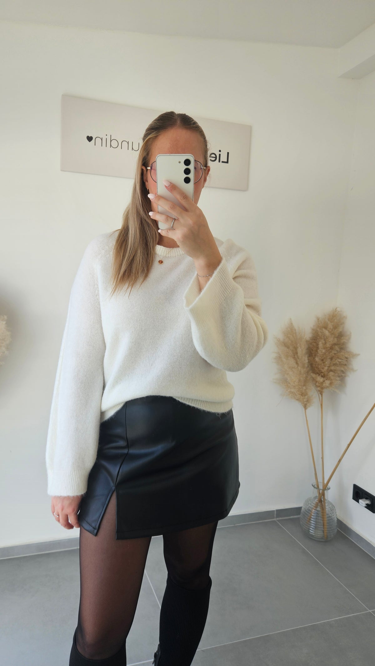 Skort in Lederoptik schwarz