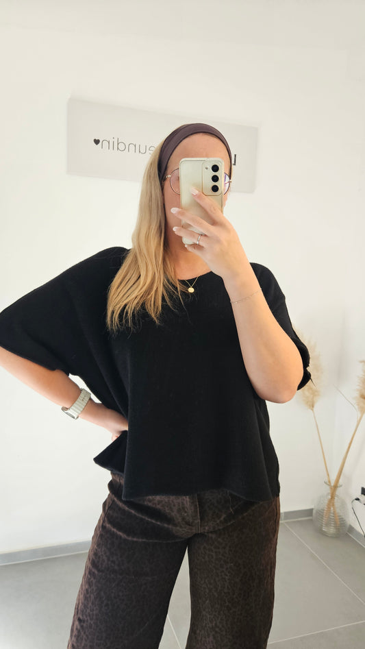 Kurzarm-Pullover Leni schwarz