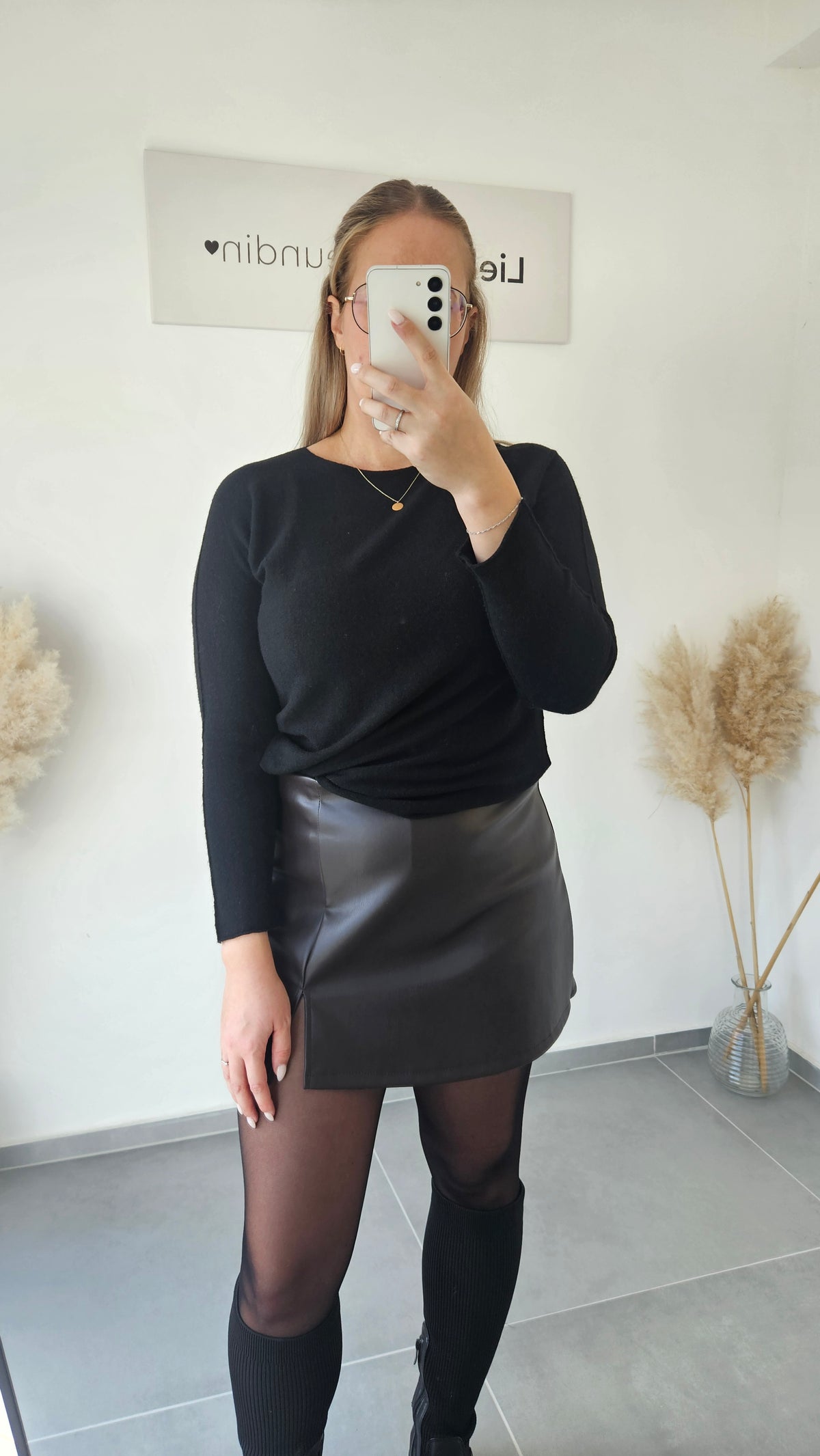 Skort in Lederoptik braun