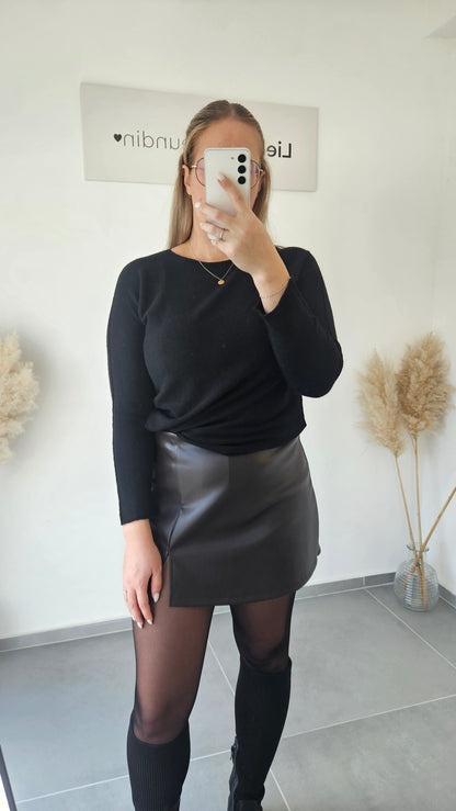Skort in Lederoptik braun