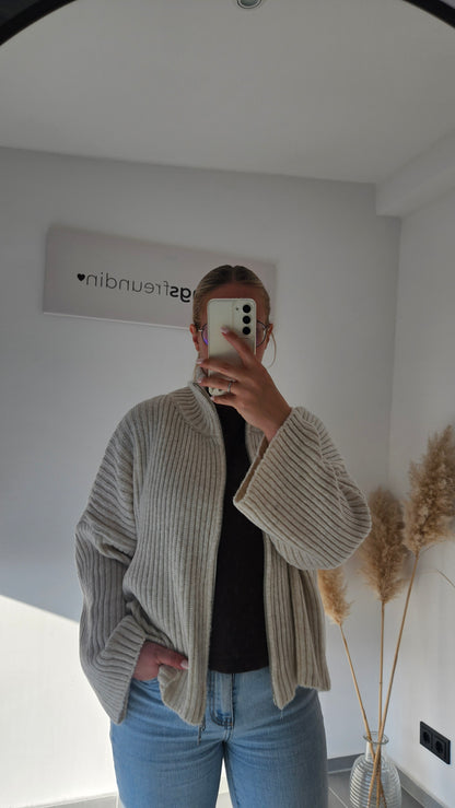 Zip - Strickjacke beige