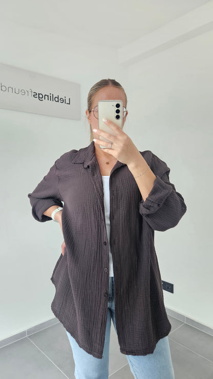 Musselinbluse Mara braun