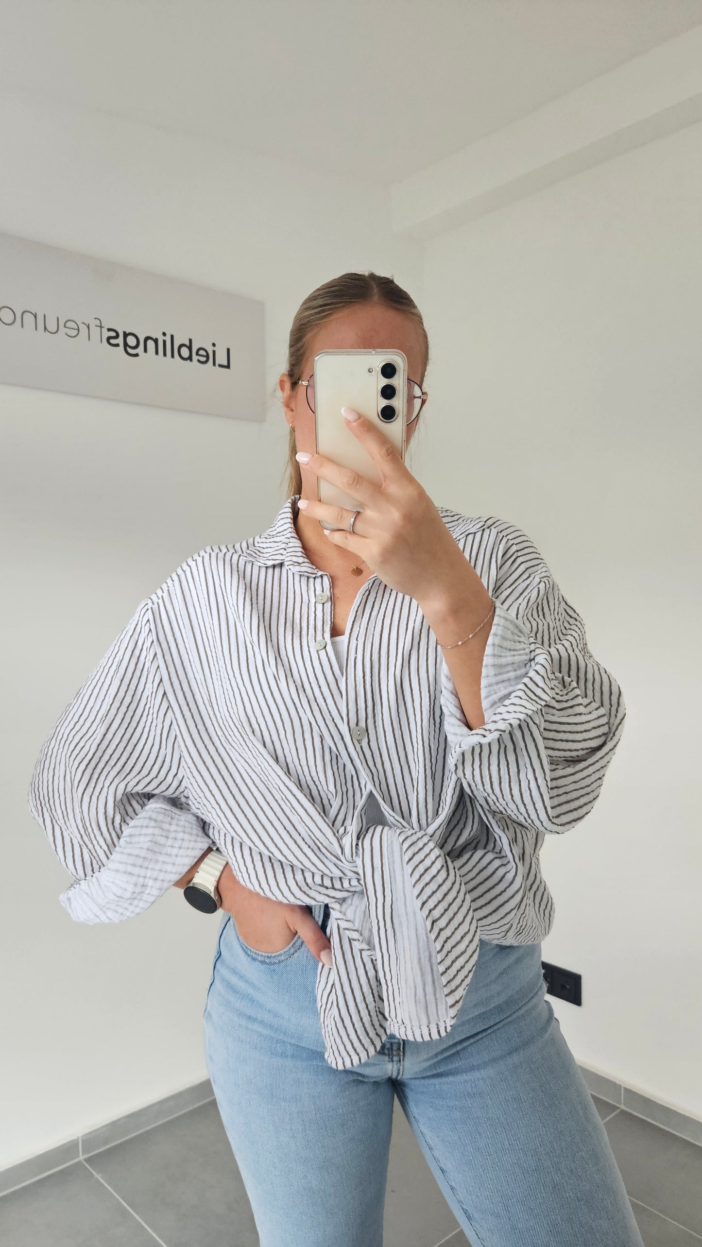 Musselinbluse Mara weiß gestreift