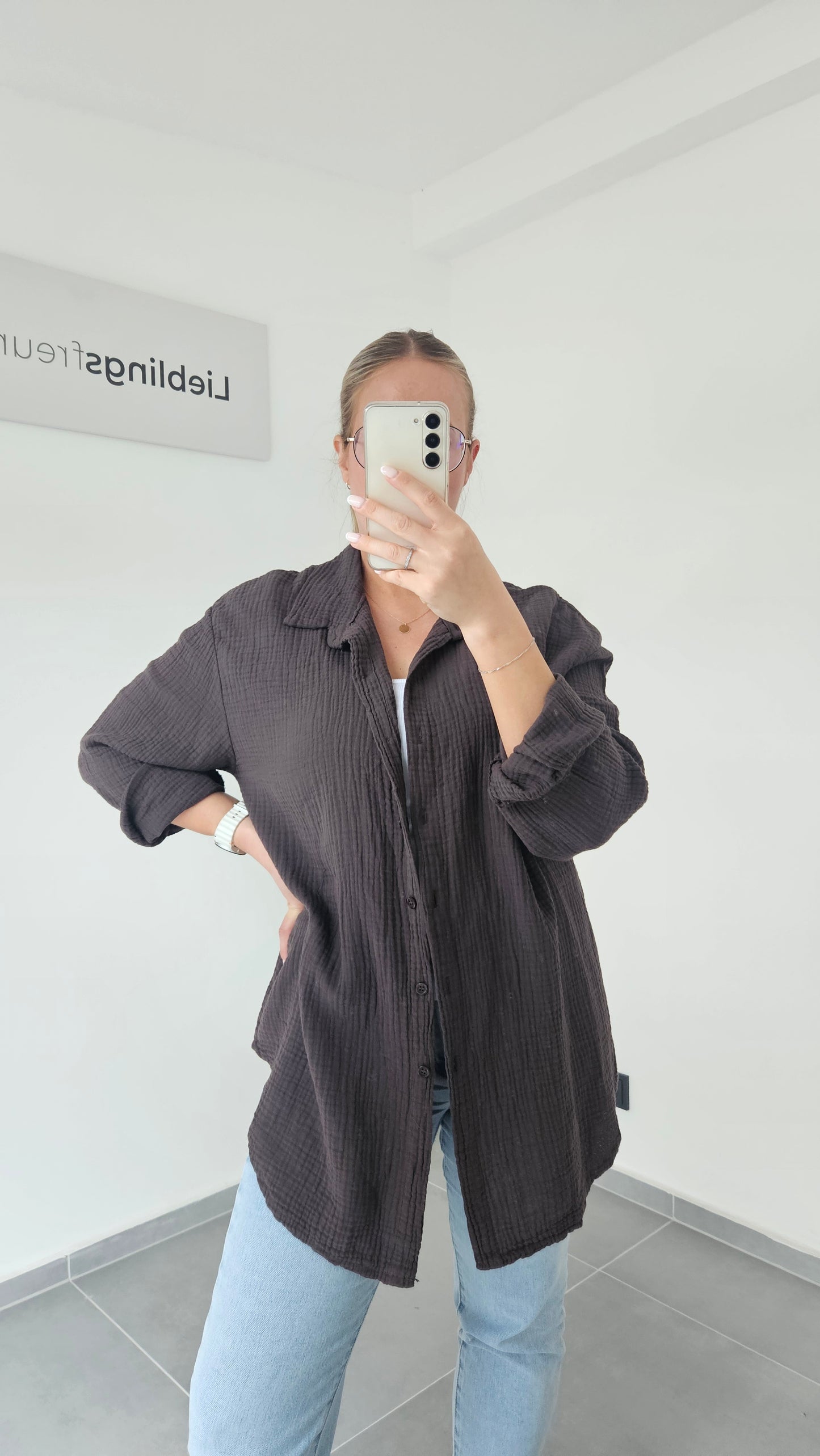Musselinbluse Mara braun