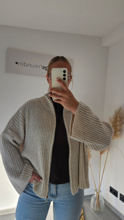 Zip - Strickjacke beige
