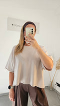 Kurzarm-Pullover Leni beige
