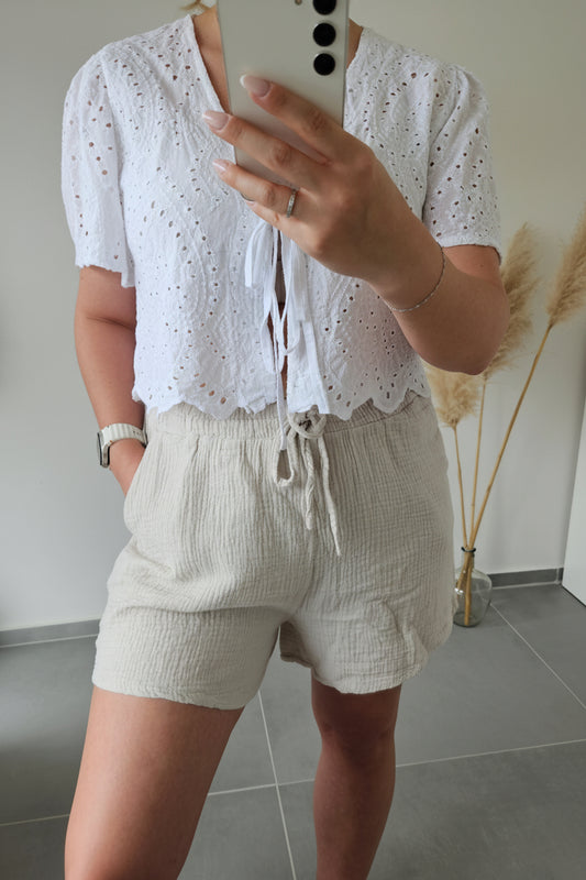 Musselinshorts beige