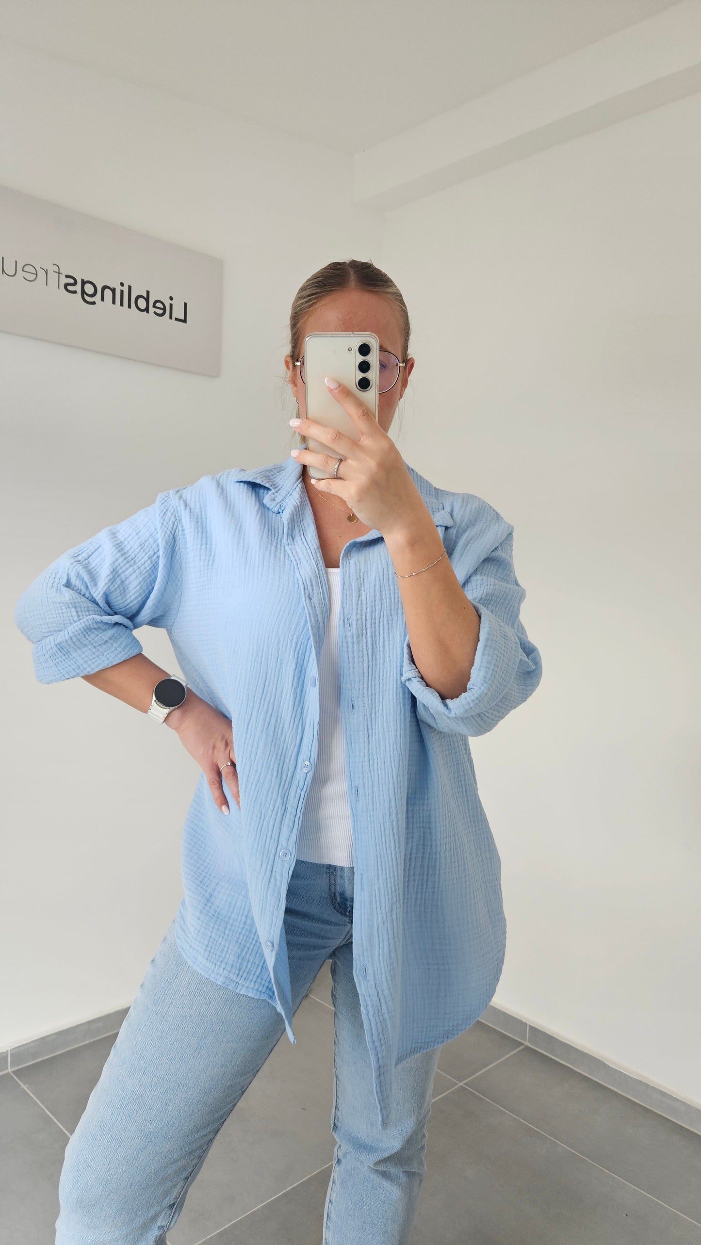 Musselinbluse Mara blau