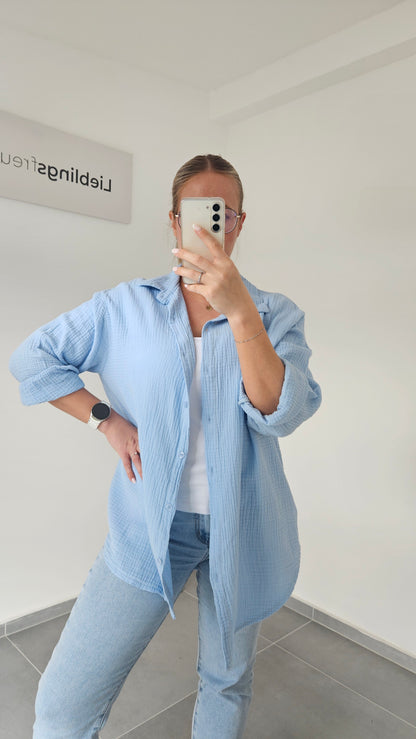 Musselinbluse Mara blau