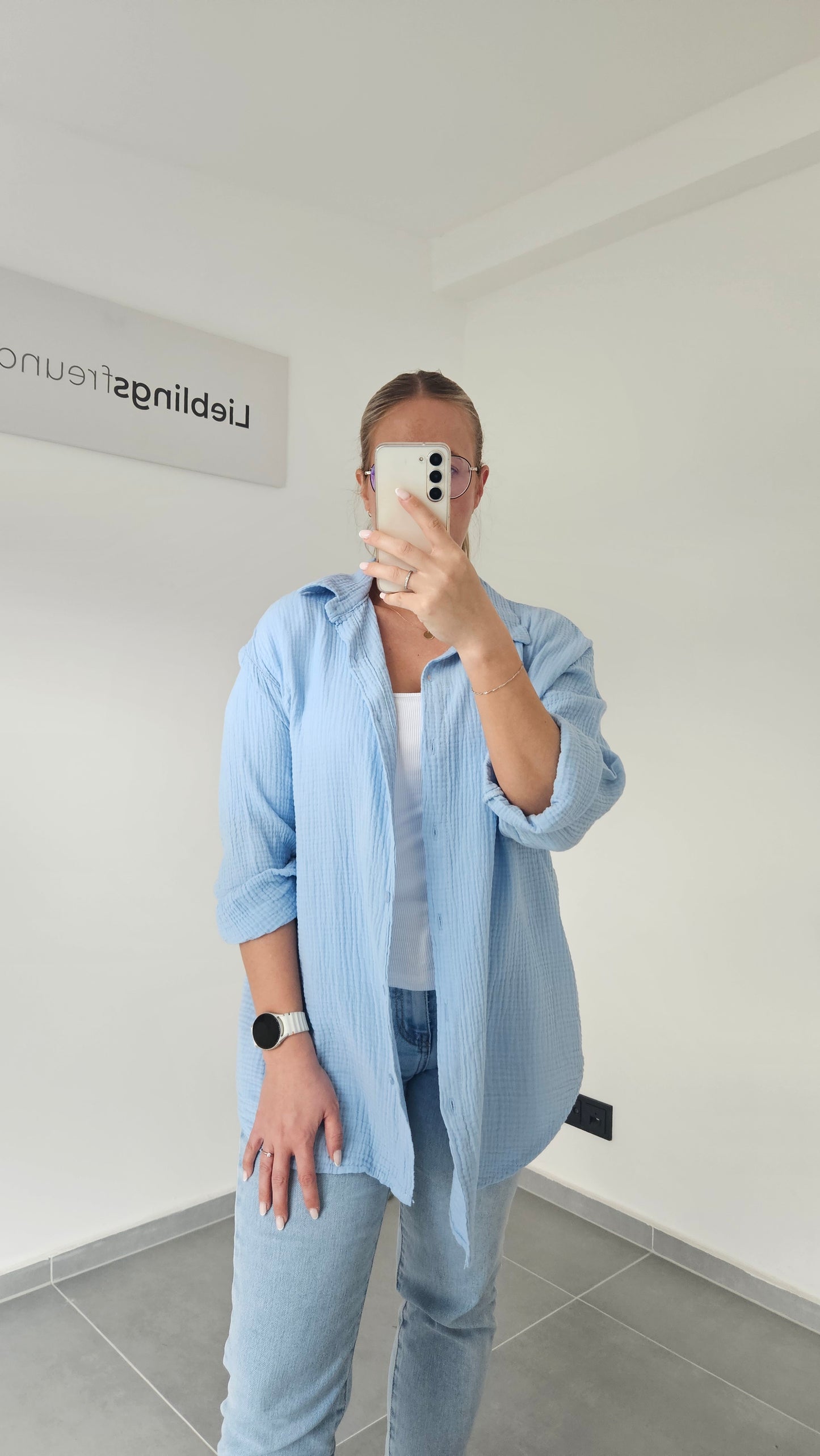 Musselinbluse Mara blau
