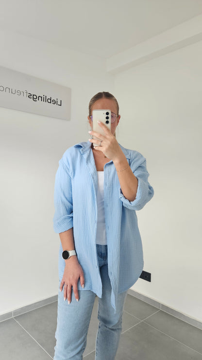 Musselinbluse Mara blau