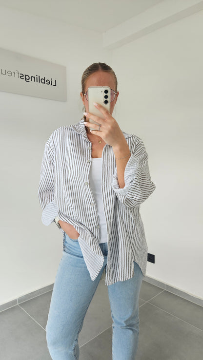 Musselinbluse Mara weiß gestreift