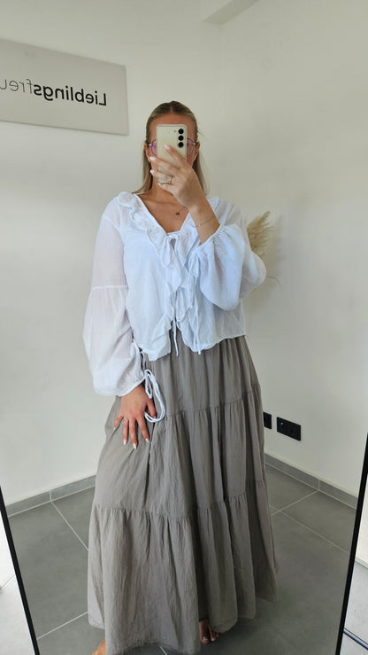 Musselin-Bluse mit Volants weiß