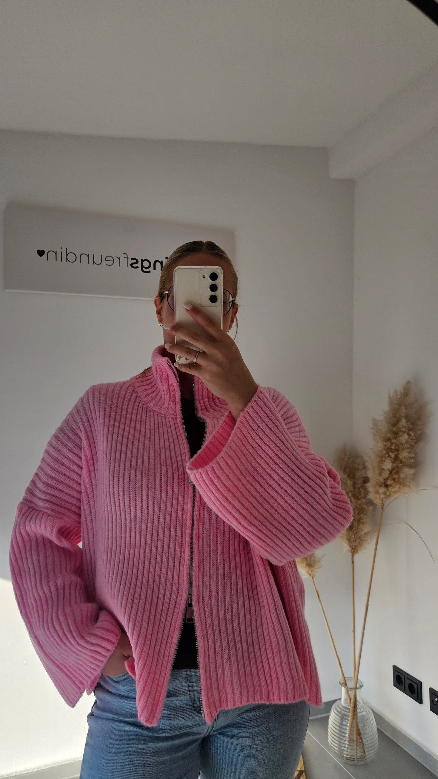 Zip - Strickjacke rosa