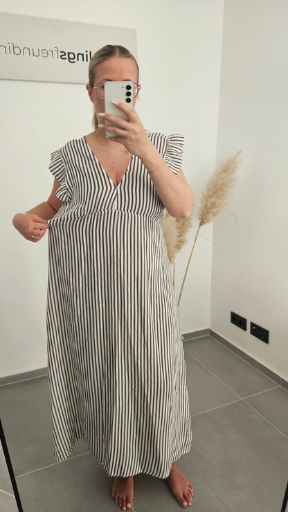 Kleid Leni weiß-taupe gestreift