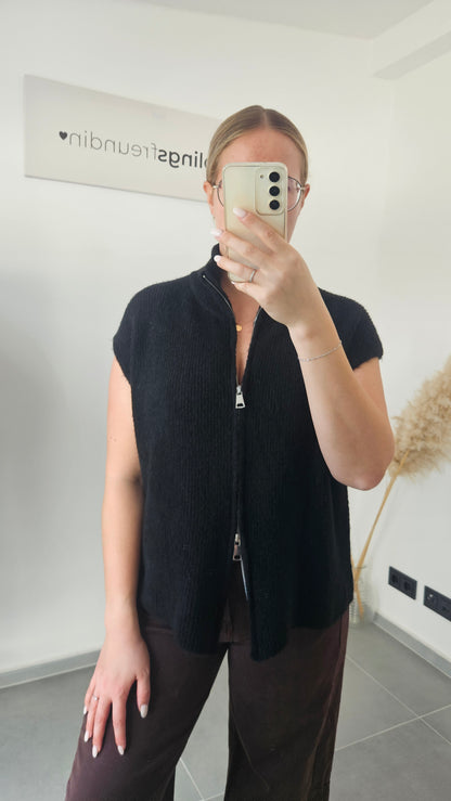 Strickweste Solea mit Zipper schwarz