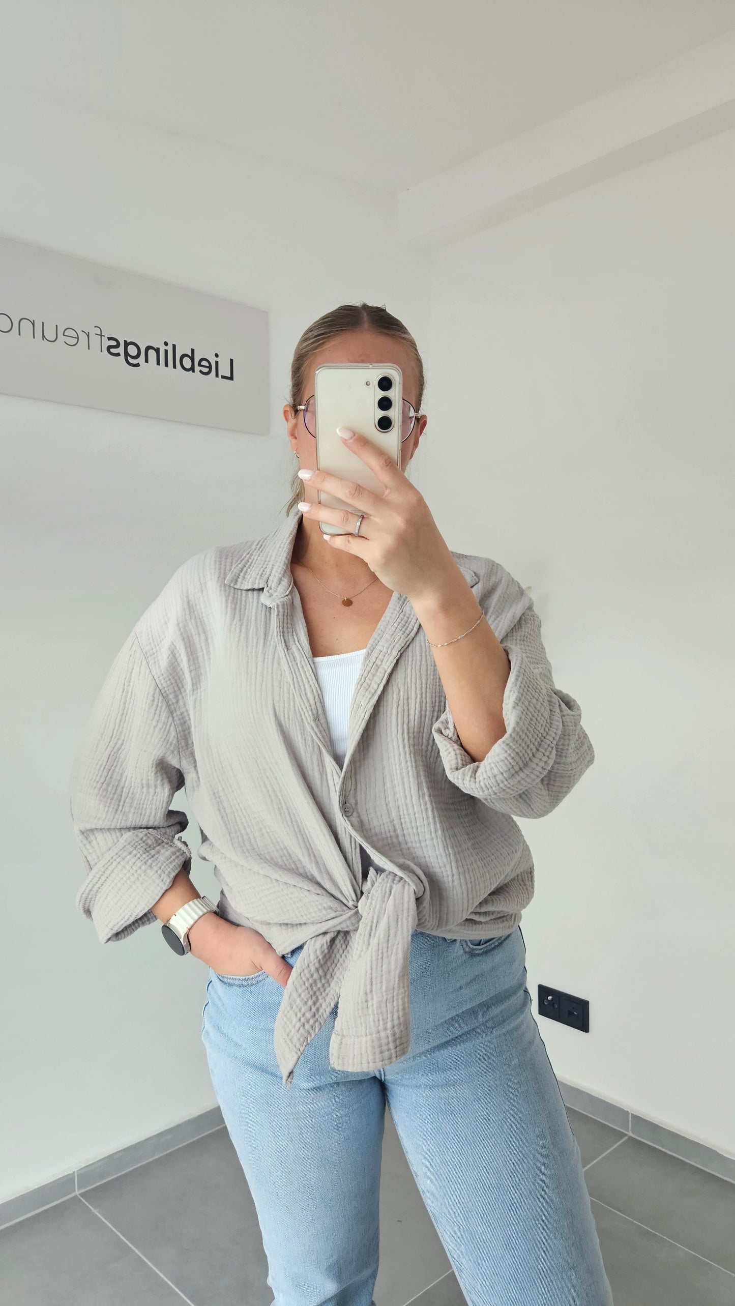 Musselinbluse Mara - taupe