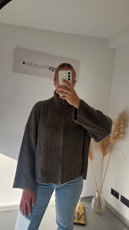 Zip - Strickjacke braun