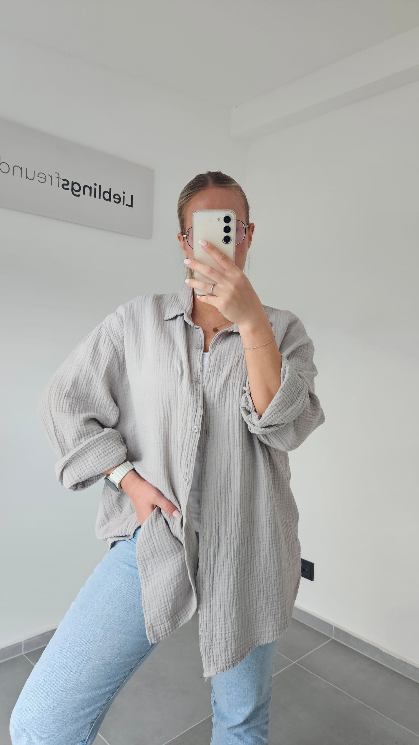 Musselinbluse Mara - taupe