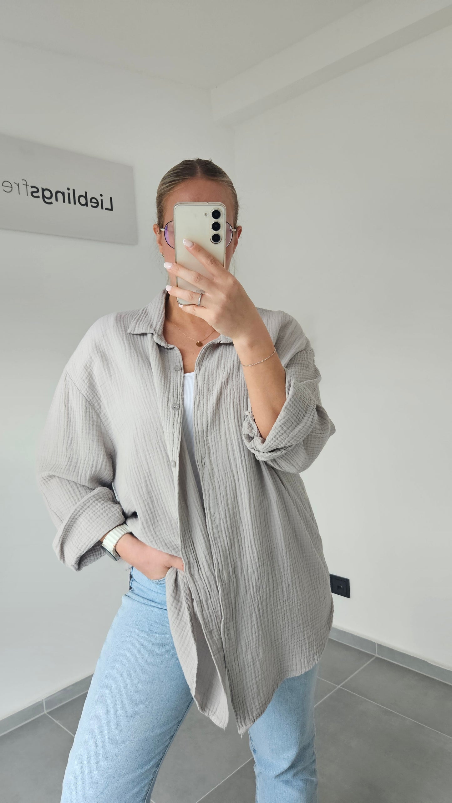 Musselinbluse Mara - taupe