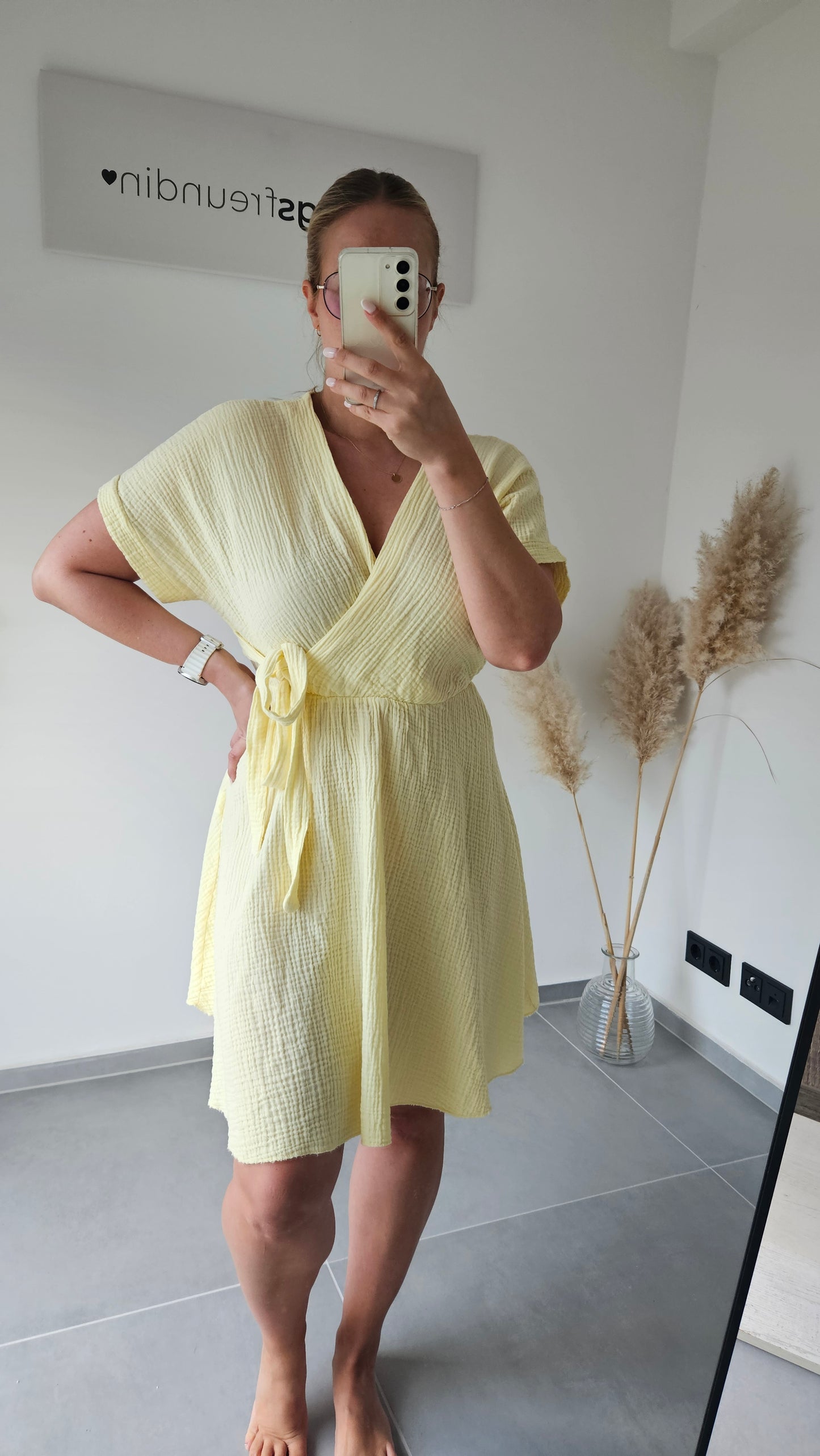 Musselinkleid Greta butteryellow