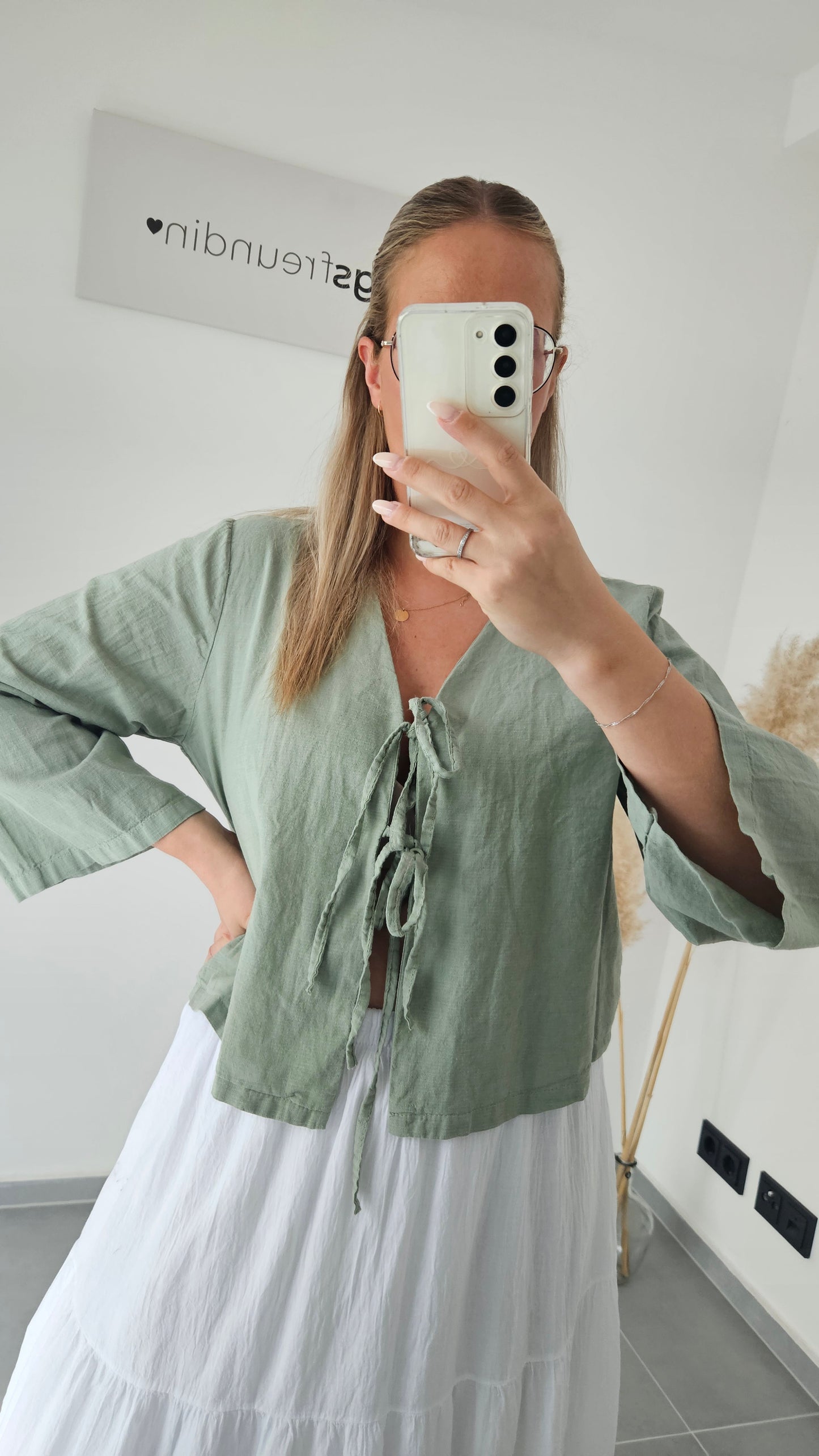 Leinenbluse Amelie khaki