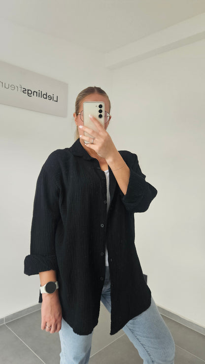 Musselinbluse Mara schwarz