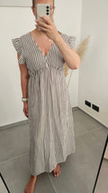 Kleid Leni weiß-taupe gestreift